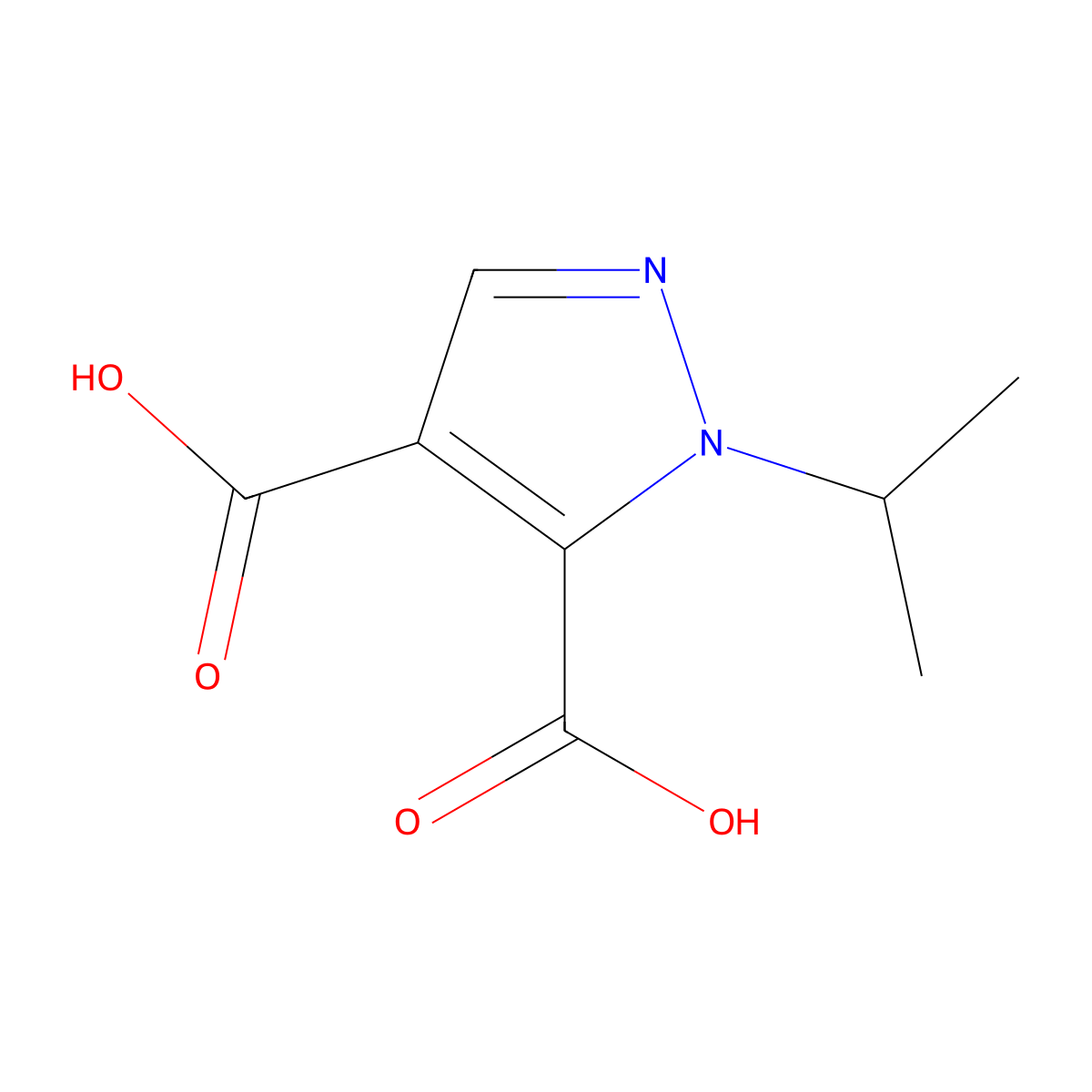 1-Isopropyl-1H-pyrazole-4,5-dicarboxylic acid molecular structure, CAS 52942-85-5
