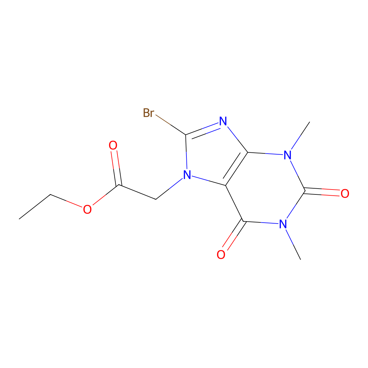 Ethyl 2-(8-bromo-1,3-dimethyl-2,6-dioxopurin-7-yl)acetate molecular structure, CAS 52943-73-4