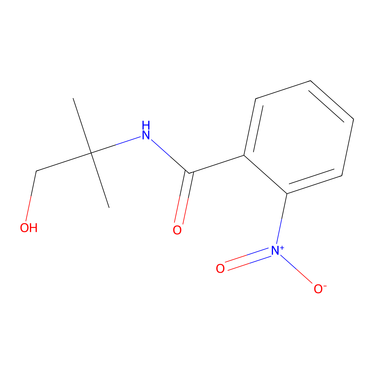 N-(2-hydroxy-1,1-dimethylethyl)-2-nitrobenzamide molecular structure, CAS 52944-15-7