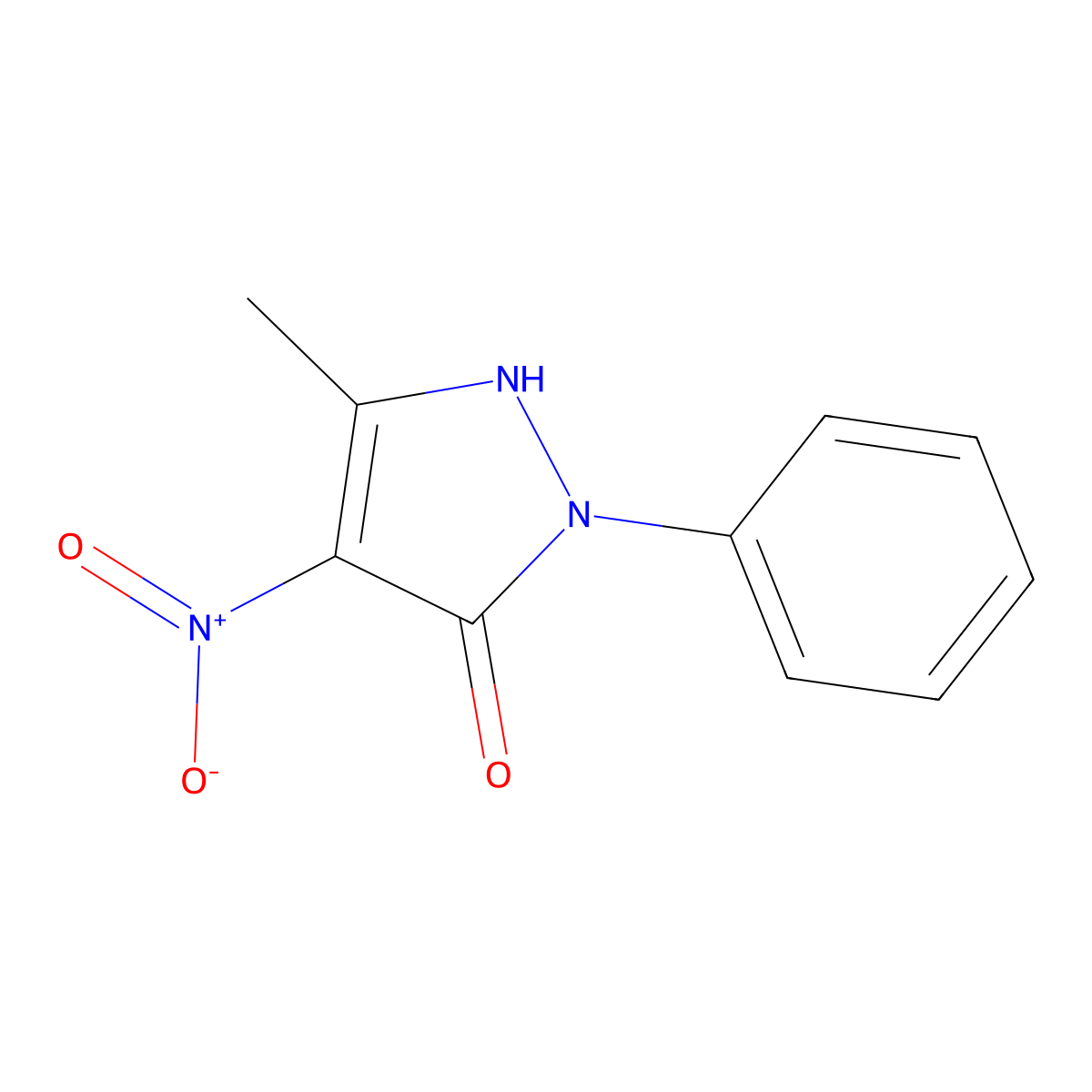 3-methyl-4-nitro-1-phenyl-1H-pyrazol-5-ol molecular structure, CAS 52944-72-6