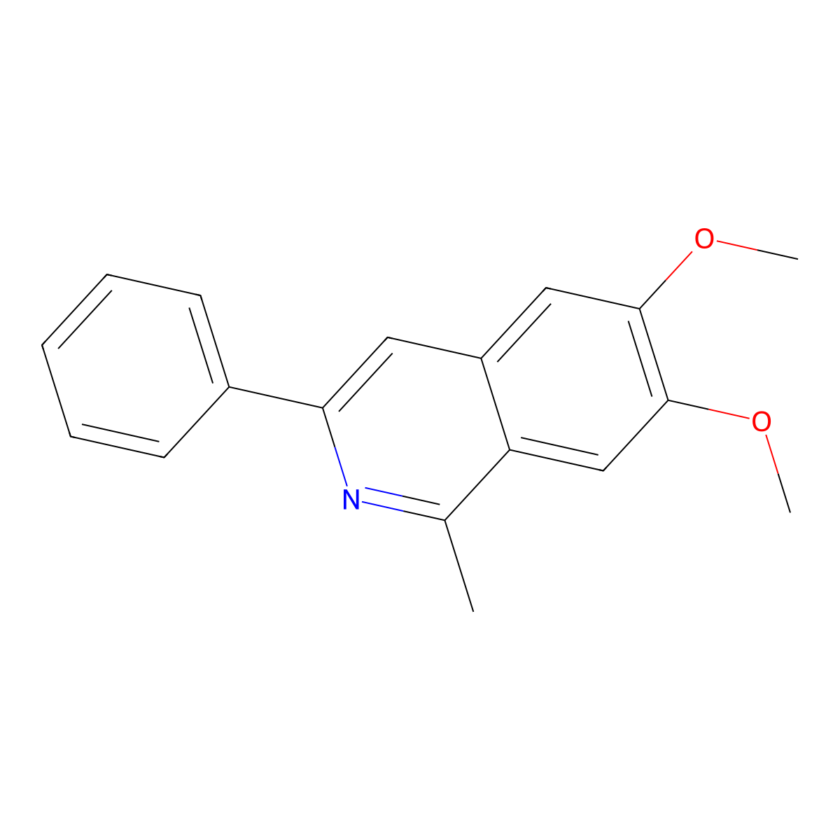 Isoquinoline, 6,7-dimethoxy-1-methyl-3-phenyl- molecular structure, CAS 52947-33-8