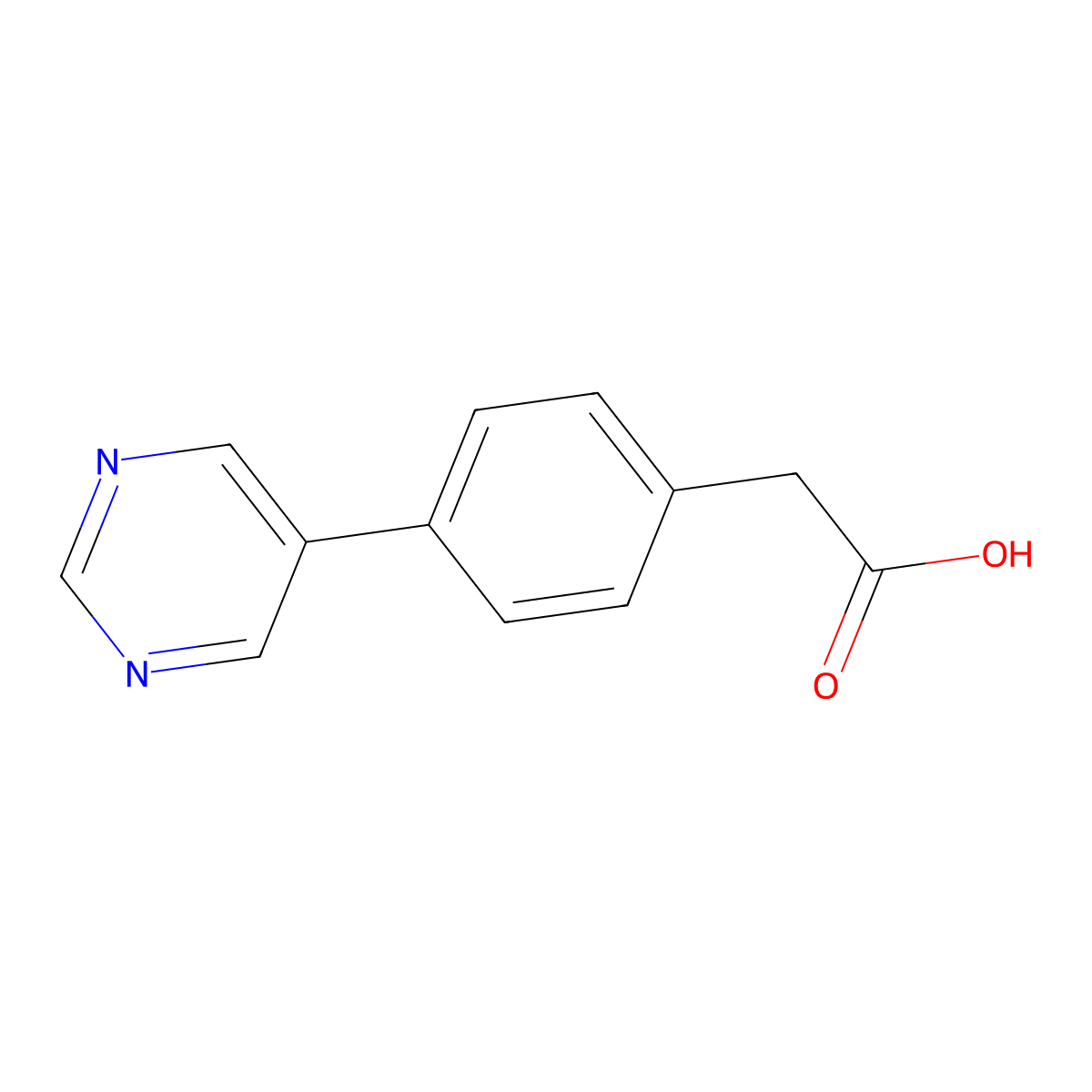 2-(4-Pyrimidin-5-ylphenyl)acetic acid molecular structure, CAS 529475-06-7