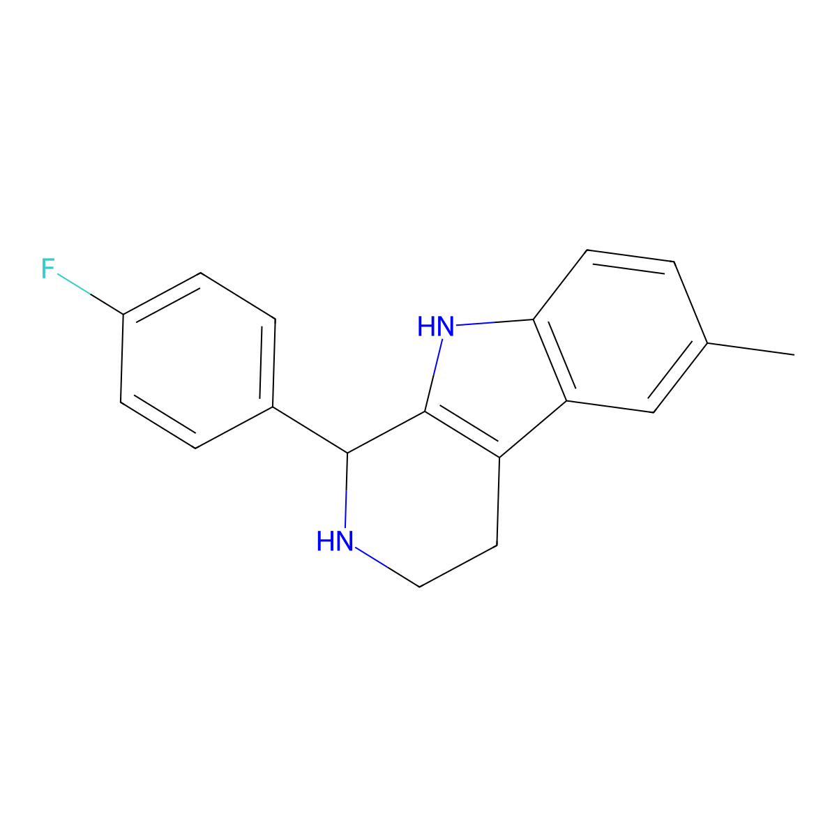 1-(4-fluorophenyl)-6-methyl-2,3,4,9-tetrahydro-1H-pyrido[3,4-b]indole molecular structure, CAS 529476-35-5