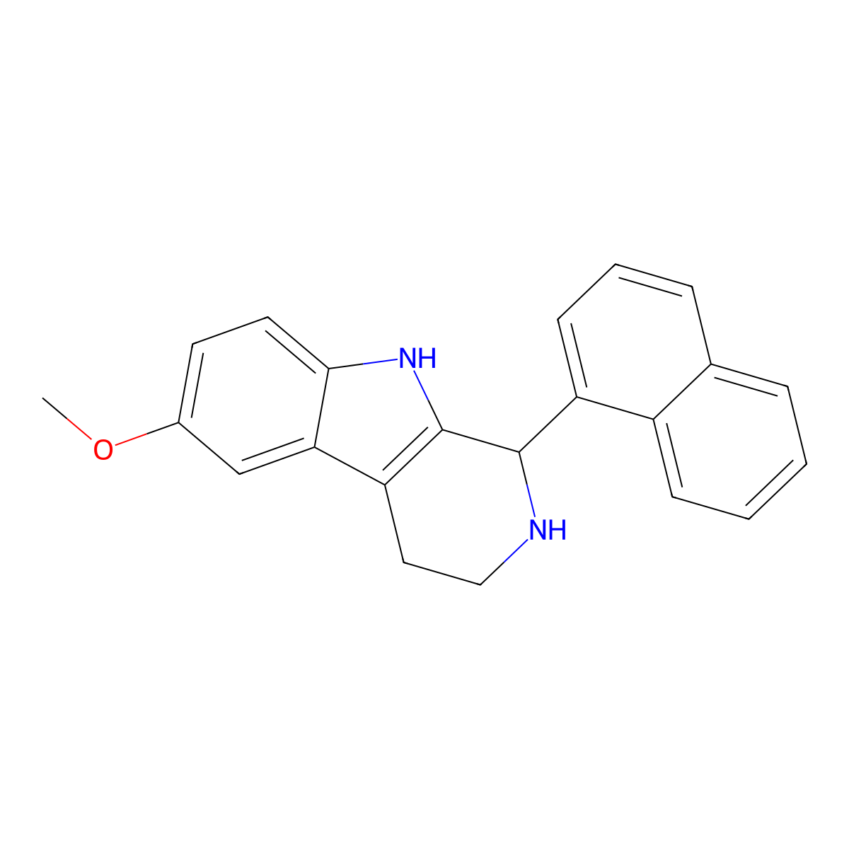 6-methoxy-1-(naphthalen-1-yl)-1H,2H,3H,4H,9H-pyrido[3,4-b]indole molecular structure, CAS 529476-44-6