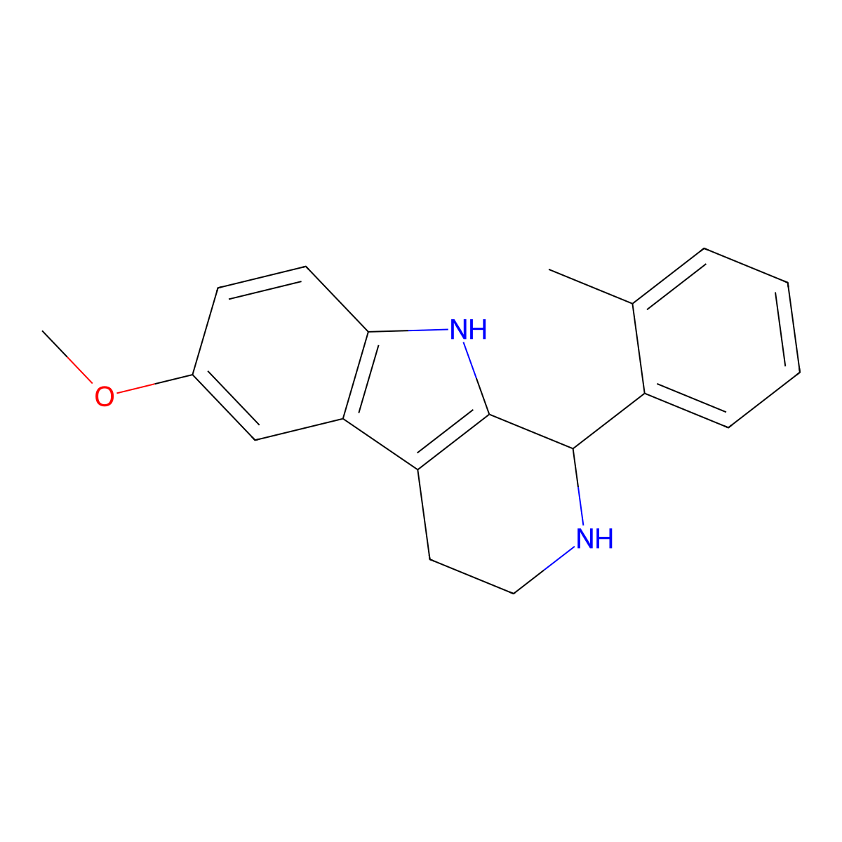 6-Methoxy-1-(o-tolyl)-2,3,4,9-tetrahydro-1H-pyrido[3,4-b]indole molecular structure, CAS 529476-60-6