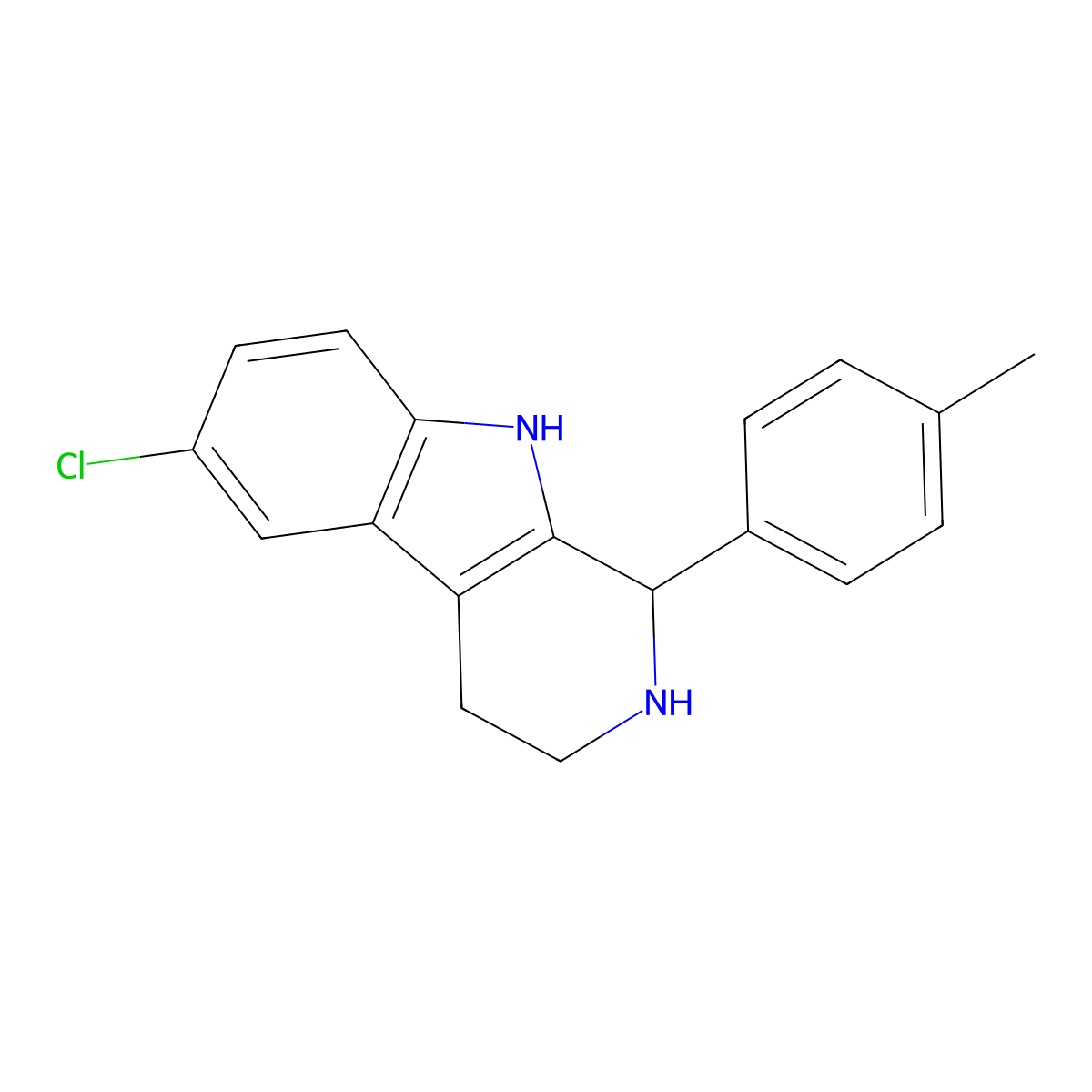 6-chloro-1-(4-methylphenyl)-1H,2H,3H,4H,9H-pyrido(3,4-b)indole molecular structure, CAS 529476-80-0