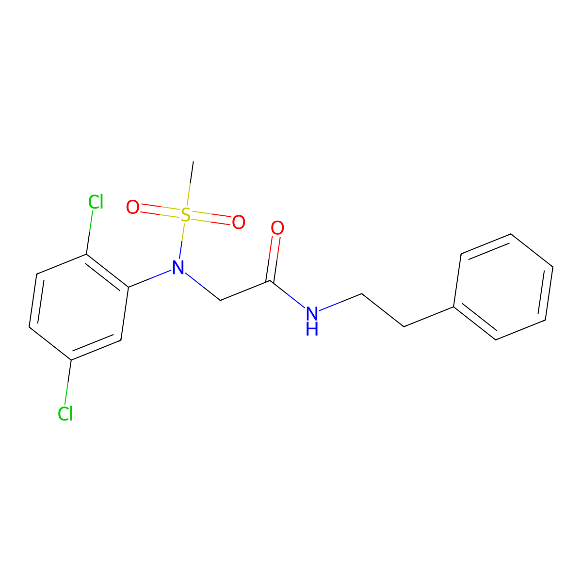 N~2~-(2,5-dichlorophenyl)-N~2~-(methylsulfonyl)-N-(2-phenylethyl)glycinamide molecular structure, CAS 529479-68-3