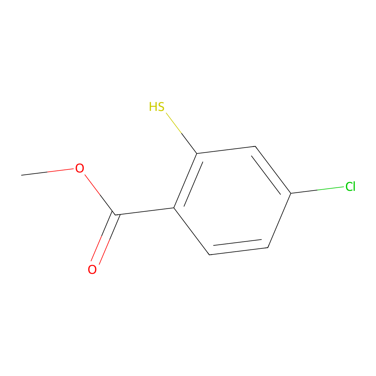 Methyl 4-chloro-2-sulfanylbenzoate molecular structure, CAS 52948-12-6