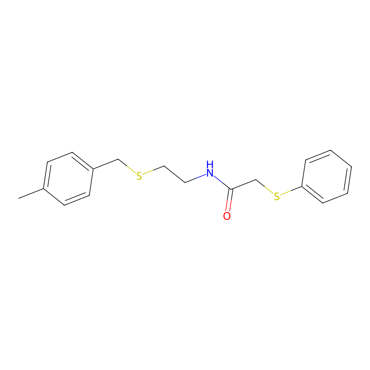 N-{2-[(4-methylbenzyl)sulfanyl]ethyl}-2-(phenylsulfanyl)acetamide molecular structure, CAS 529481-54-7