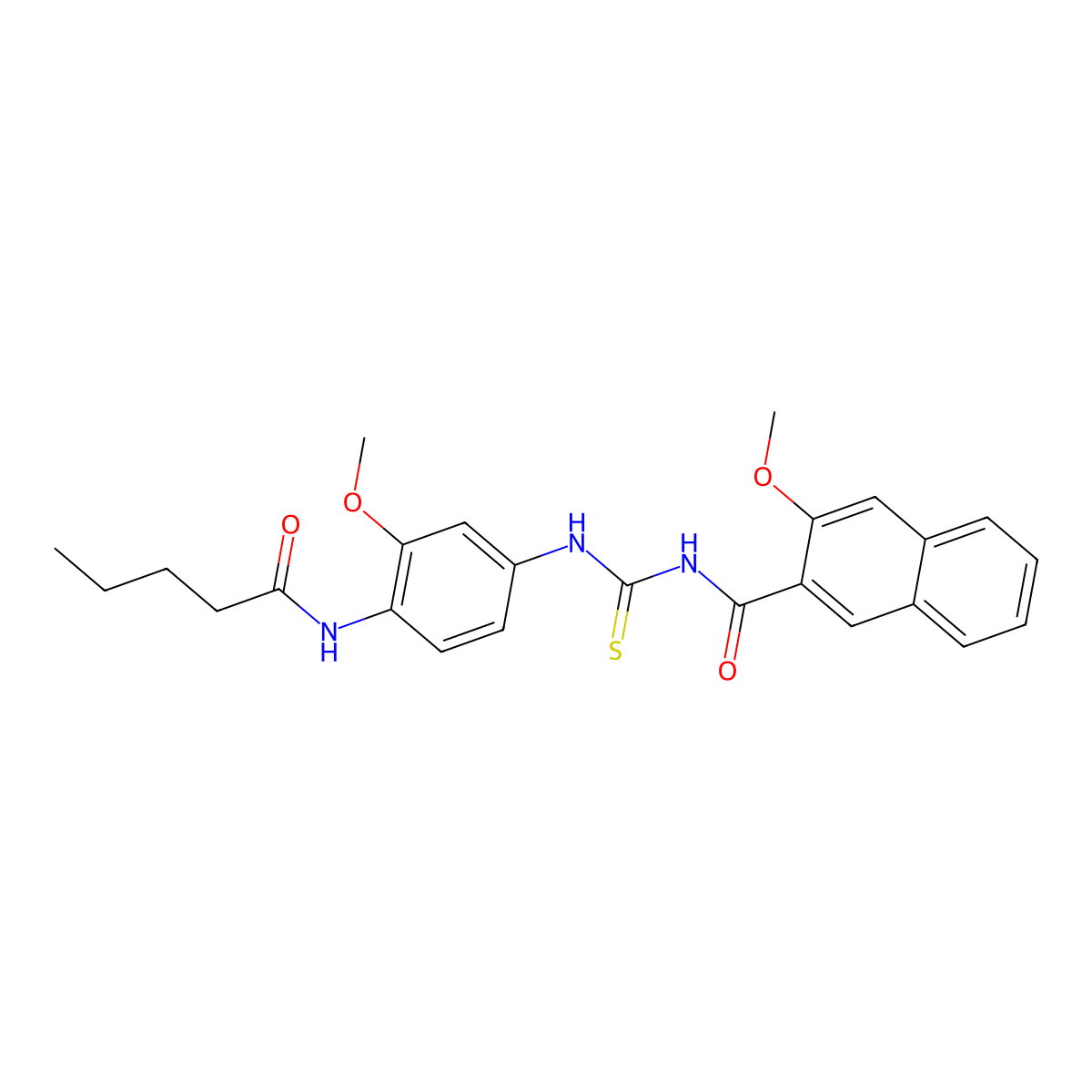 3-methoxy-N-[[3-methoxy-4-(pentanoylamino)phenyl]carbamothioyl]naphthalene-2-carboxamide molecular structure, CAS 529482-32-4