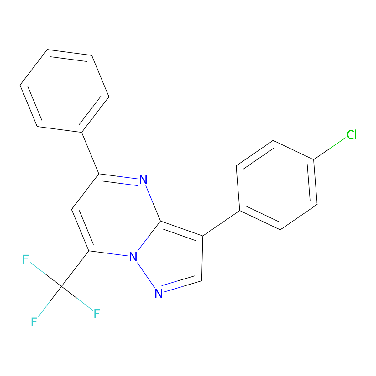 3-(4-Chlorophenyl)-5-phenyl-7-(trifluoromethyl)pyrazolo[1,5-a]pyrimidine molecular structure, CAS 529482-38-0