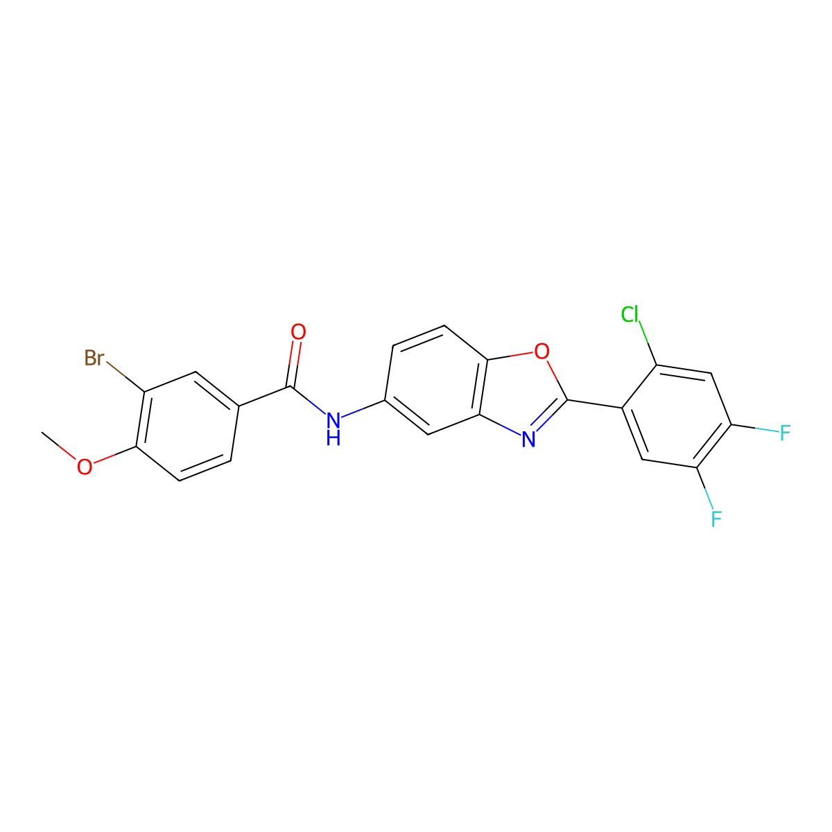 3-bromo-N-[2-(2-chloro-4,5-difluorophenyl)-1,3-benzoxazol-5-yl]-4-methoxybenzamide molecular structure, CAS 529491-32-5