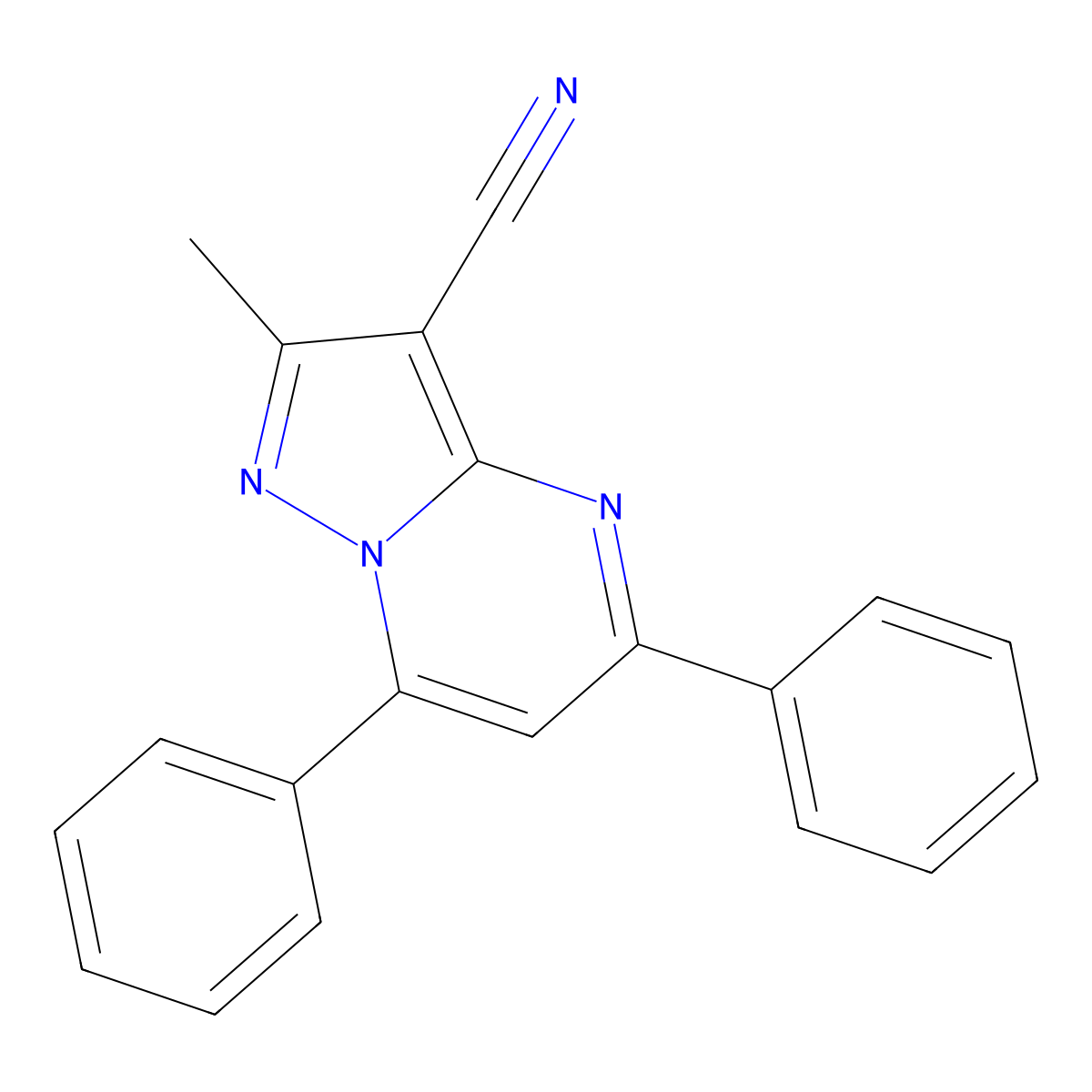 2-Methyl-5,7-diphenylpyrazolo[1,5-a]pyrimidine-3-carbonitrile molecular structure, CAS 529491-50-7