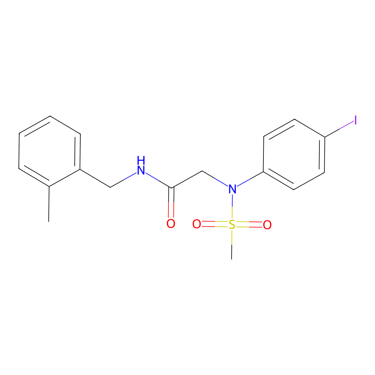 2-(4-iodo-N-methylsulfonylanilino)-N-[(2-methylphenyl)methyl]acetamide molecular structure, CAS 529492-87-3