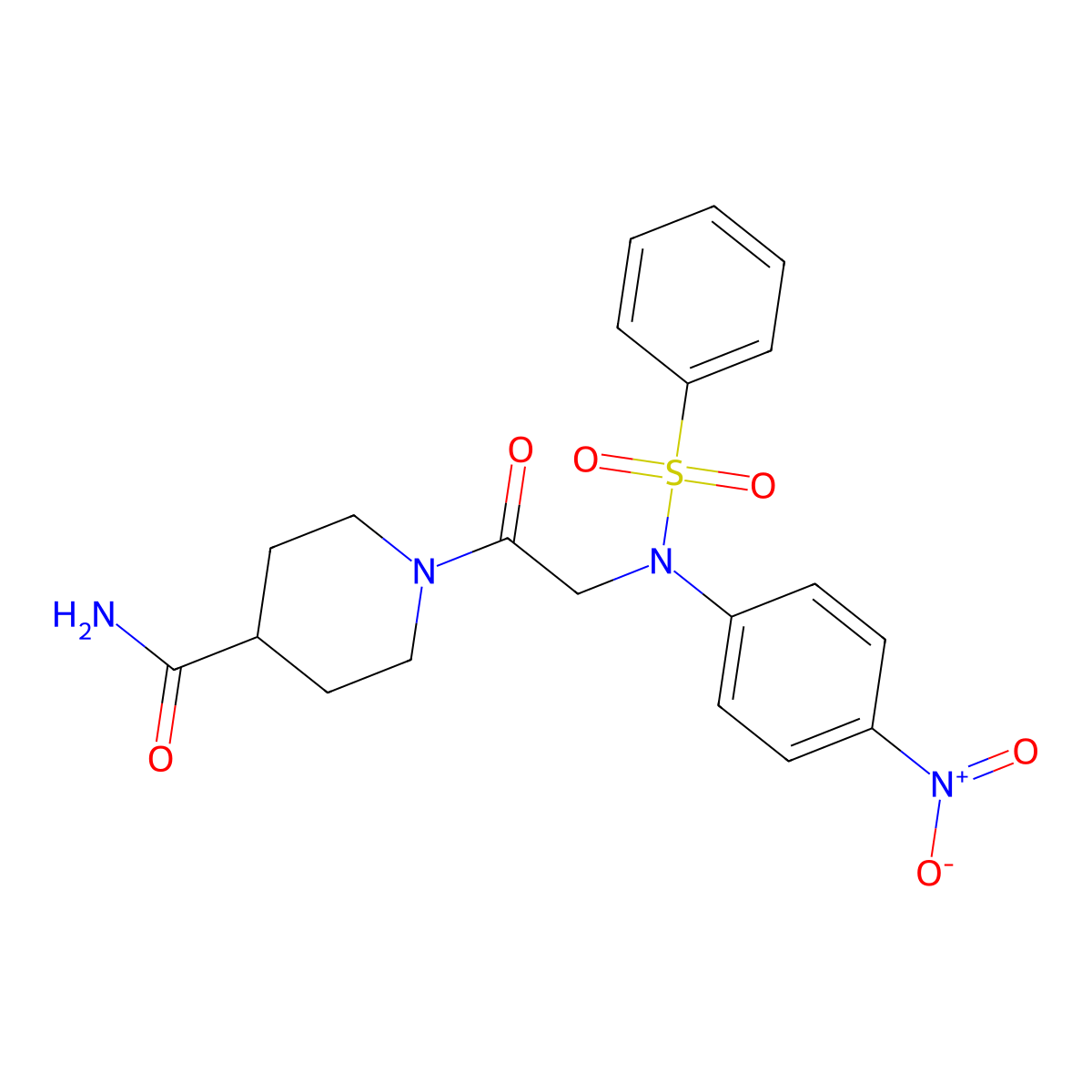 1-[N-(4-nitrophenyl)-N-(phenylsulfonyl)glycyl]piperidine-4-carboxamide molecular structure, CAS 529498-18-8