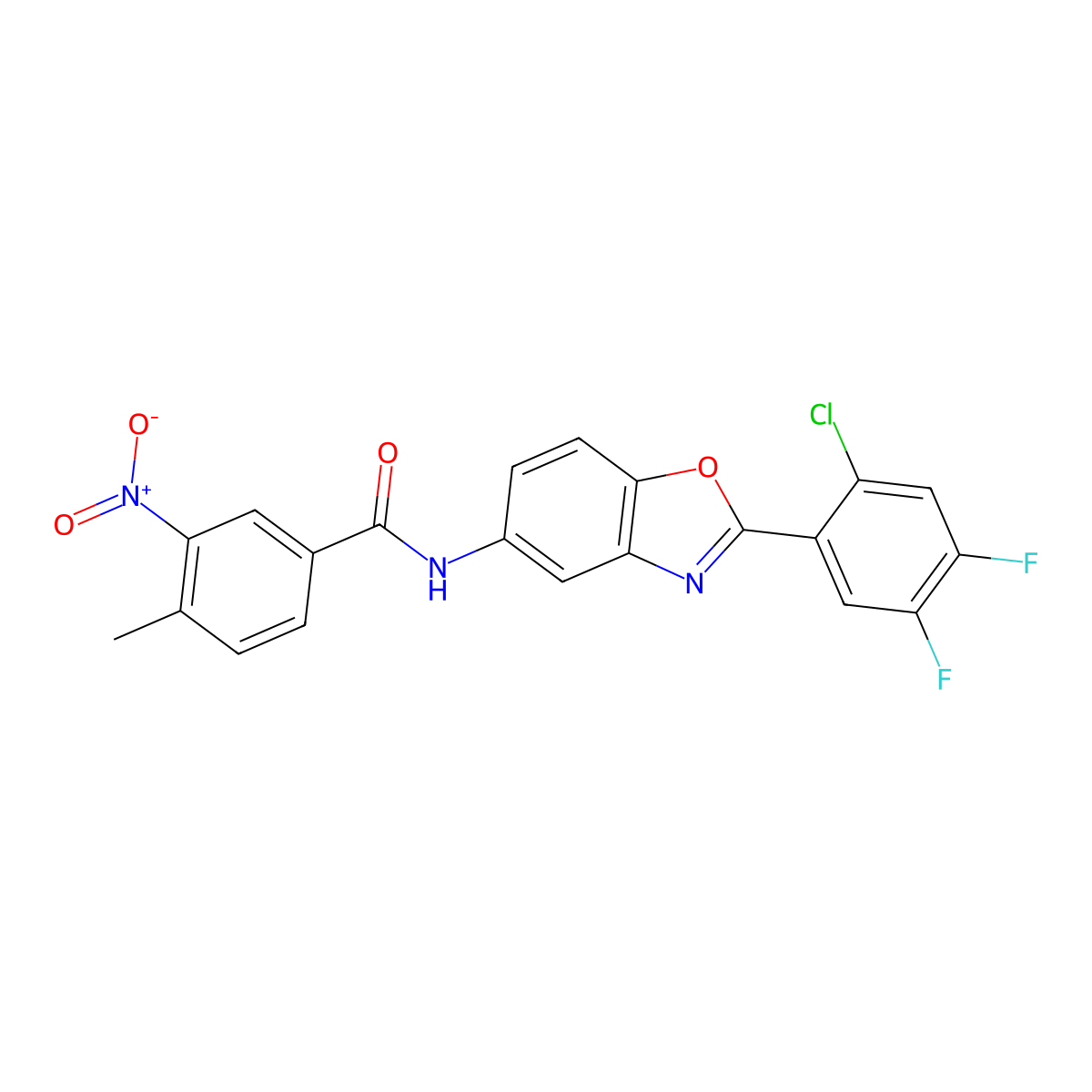 N-[2-(2-chloro-4,5-difluorophenyl)-1,3-benzoxazol-5-yl]-4-methyl-3-nitrobenzamide molecular structure, CAS 529499-26-1