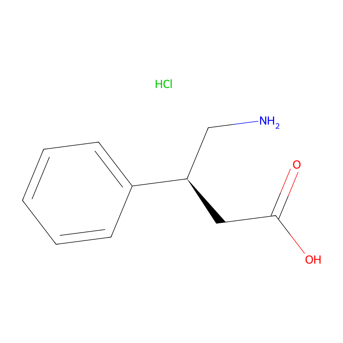 (S)-4-Amino-3-phenylbutanoic acid hydrochloride molecular structure, CAS 52950-37-5