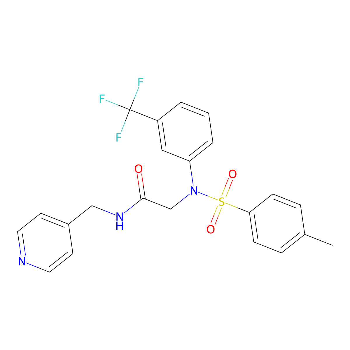 2-((4-Methyl-N-(3-(trifluoromethyl)phenyl)phenyl)sulfonamido)-N-(pyridin-4-ylmethyl)acetamide molecular structure, CAS 529500-72-9
