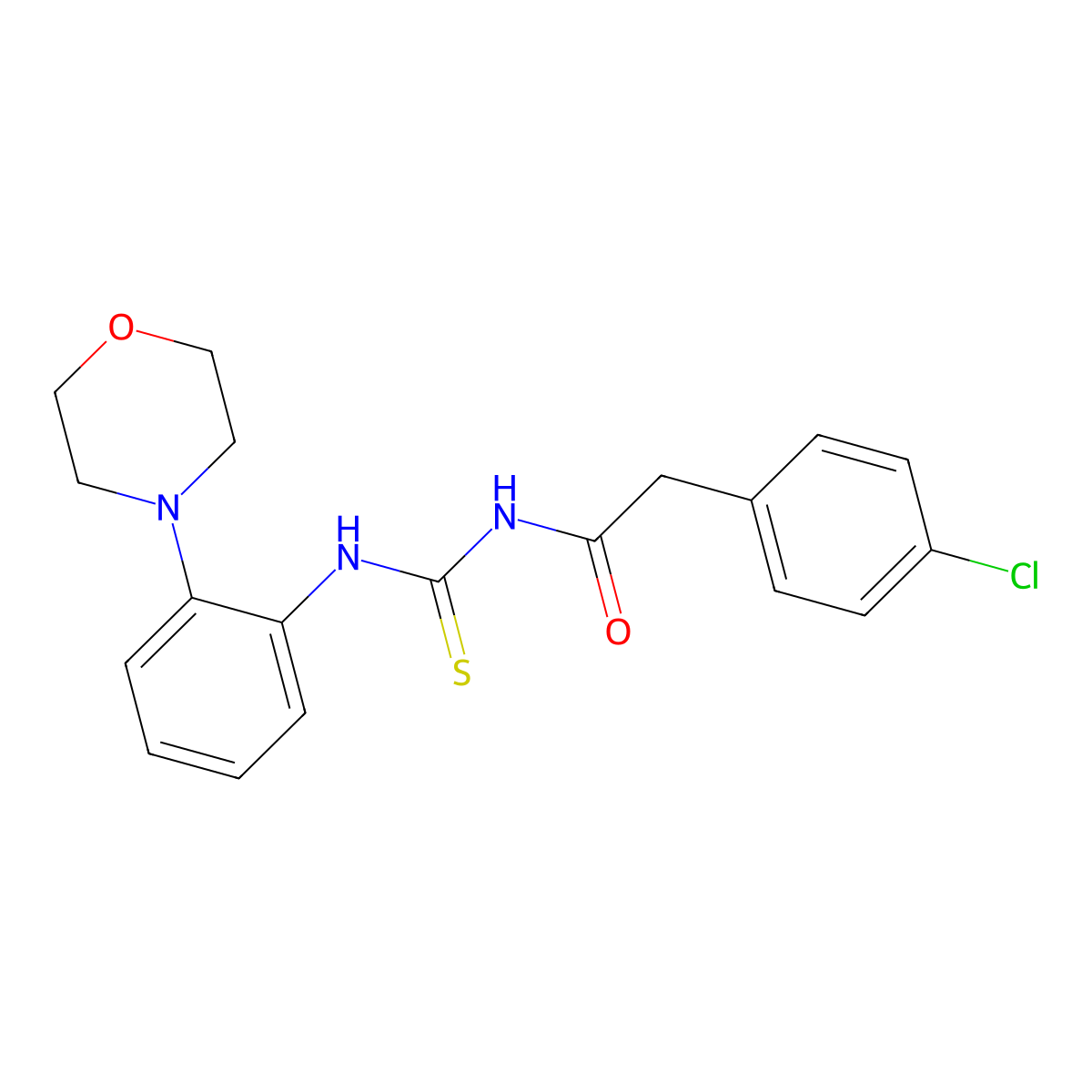 2-(4-chlorophenyl)-N-[[2-(4-morpholinyl)anilino]-sulfanylidenemethyl]acetamide molecular structure, CAS 529501-25-5