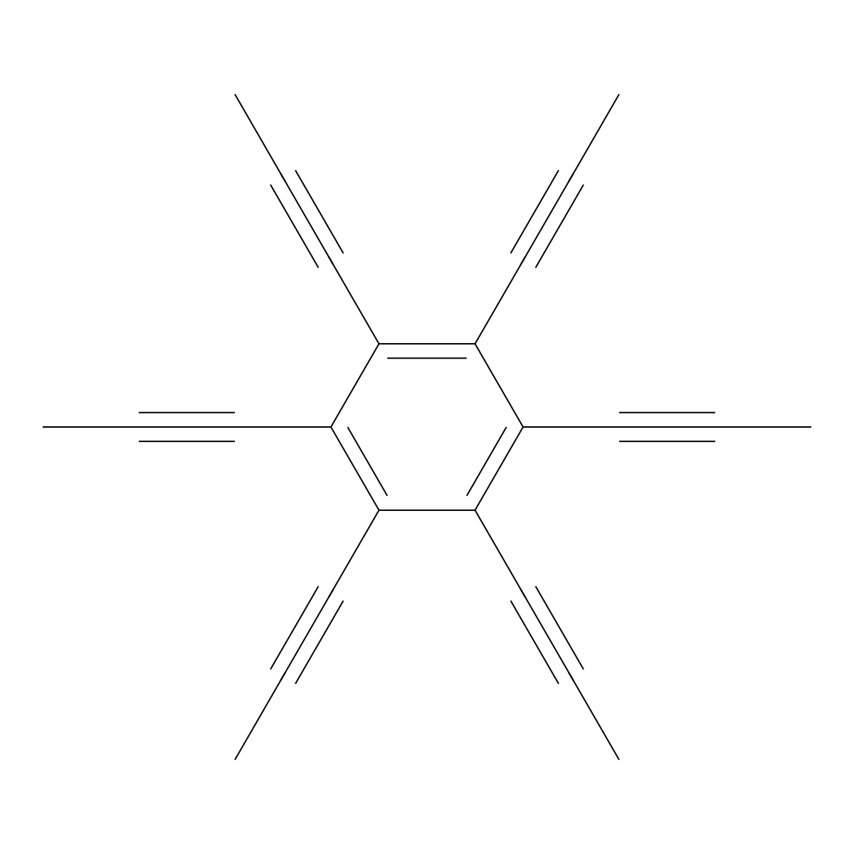 1,2,3,4,5,6-Hexa(prop-1-yn-1-yl)benzene molecular structure, CAS 529502-60-1