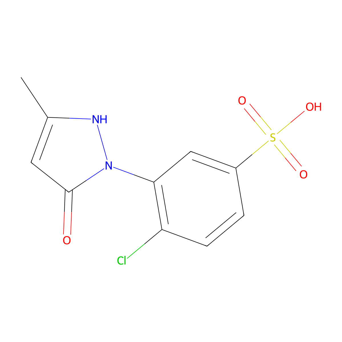 4-chloro-3-(3-methyl-5-oxo-2,5-dihydro-1H-pyrazol-1-yl)benzenesulfonic acid molecular structure, CAS 529502-85-0