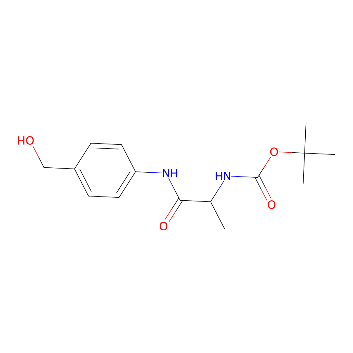 tert-butyl N-[(1S)-1-{[4-(hydroxymethyl)phenyl]carbamoyl}ethyl]carbamate molecular structure, CAS 529506-89-6
