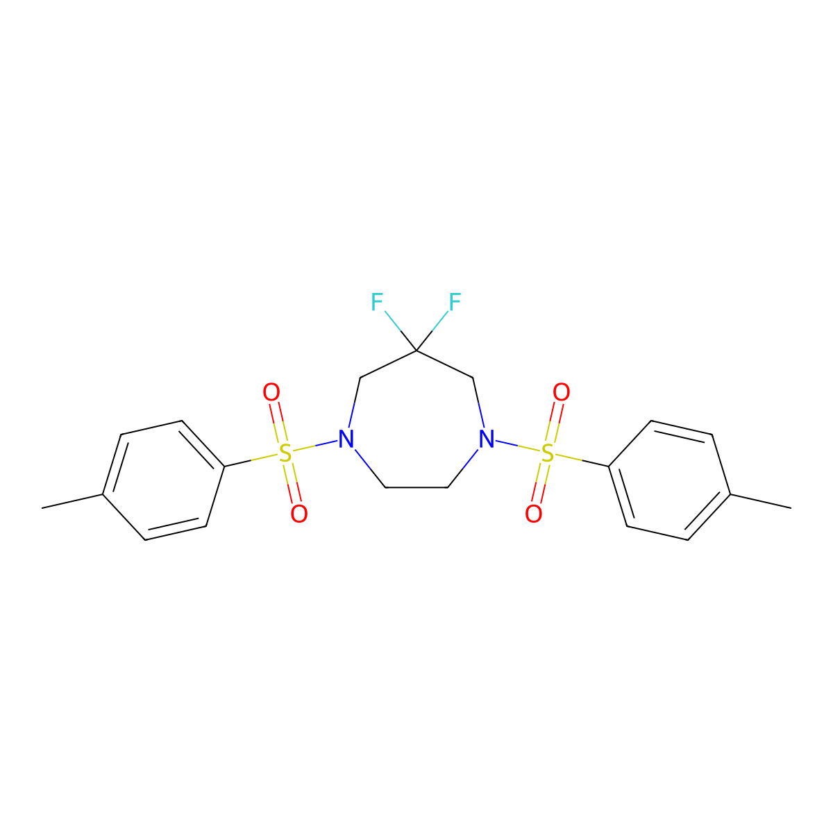 6,6-Difluoro-1,4-bis(toluene-4-sulfonyl)-[1,4]diazepane molecular structure, CAS 529509-59-9