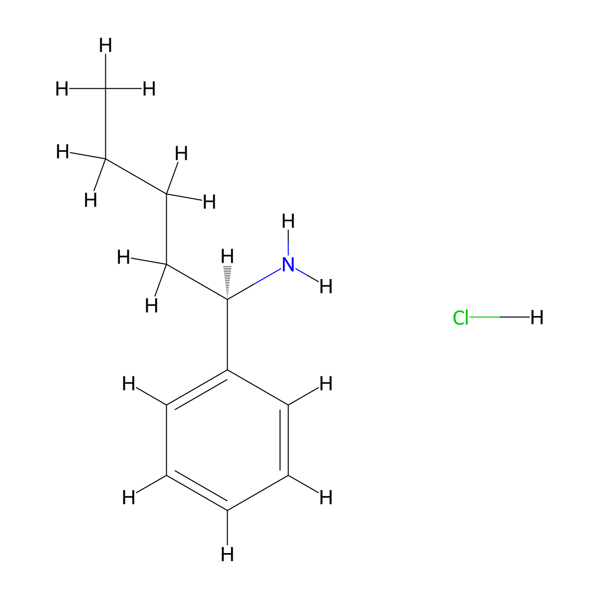 (1R)-1-phenylpentan-1-amine hydrochloride molecular structure, CAS 529512-07-0