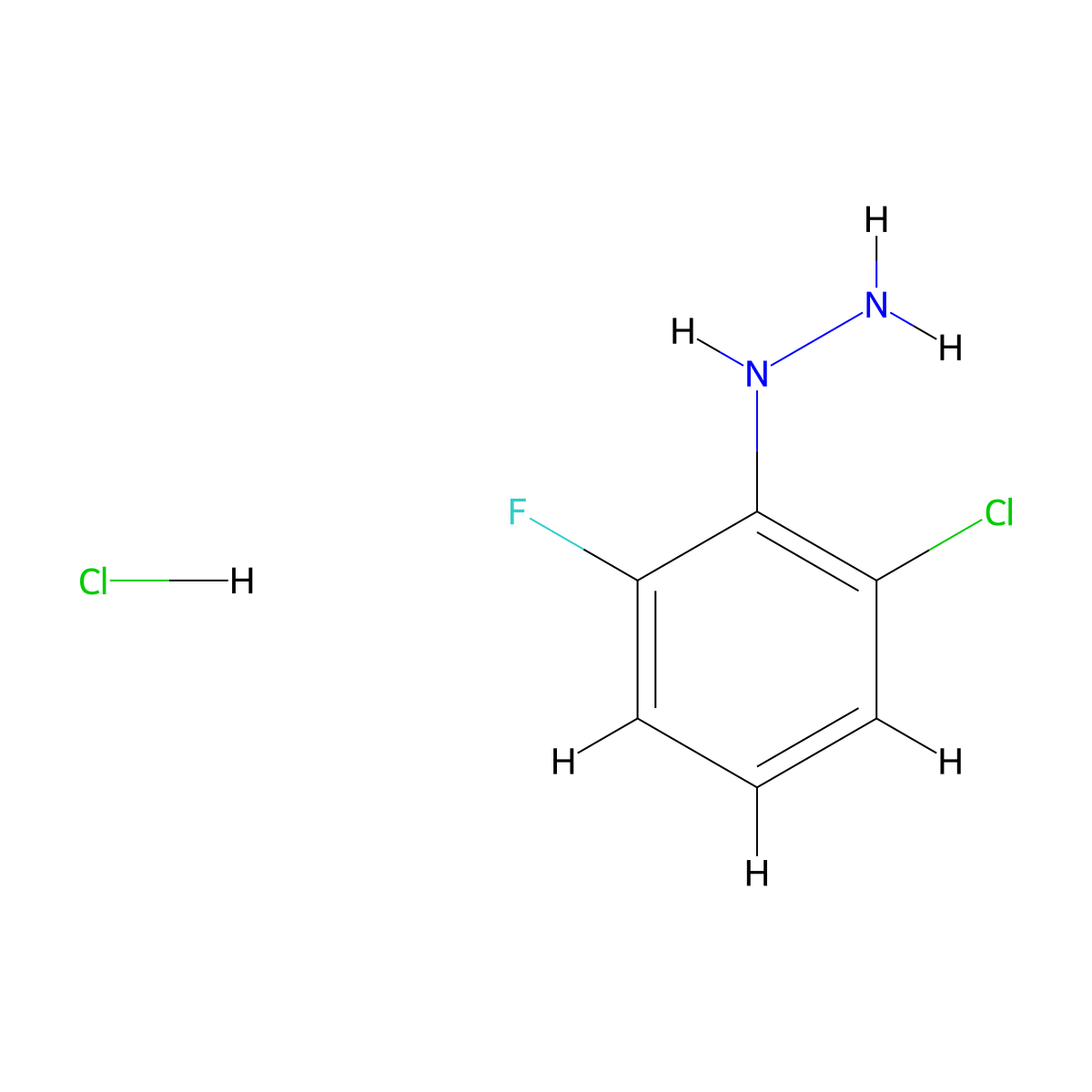 (2-Chloro-6-fluorophenyl)hydrazine hydrochloride molecular structure, CAS 529512-79-6