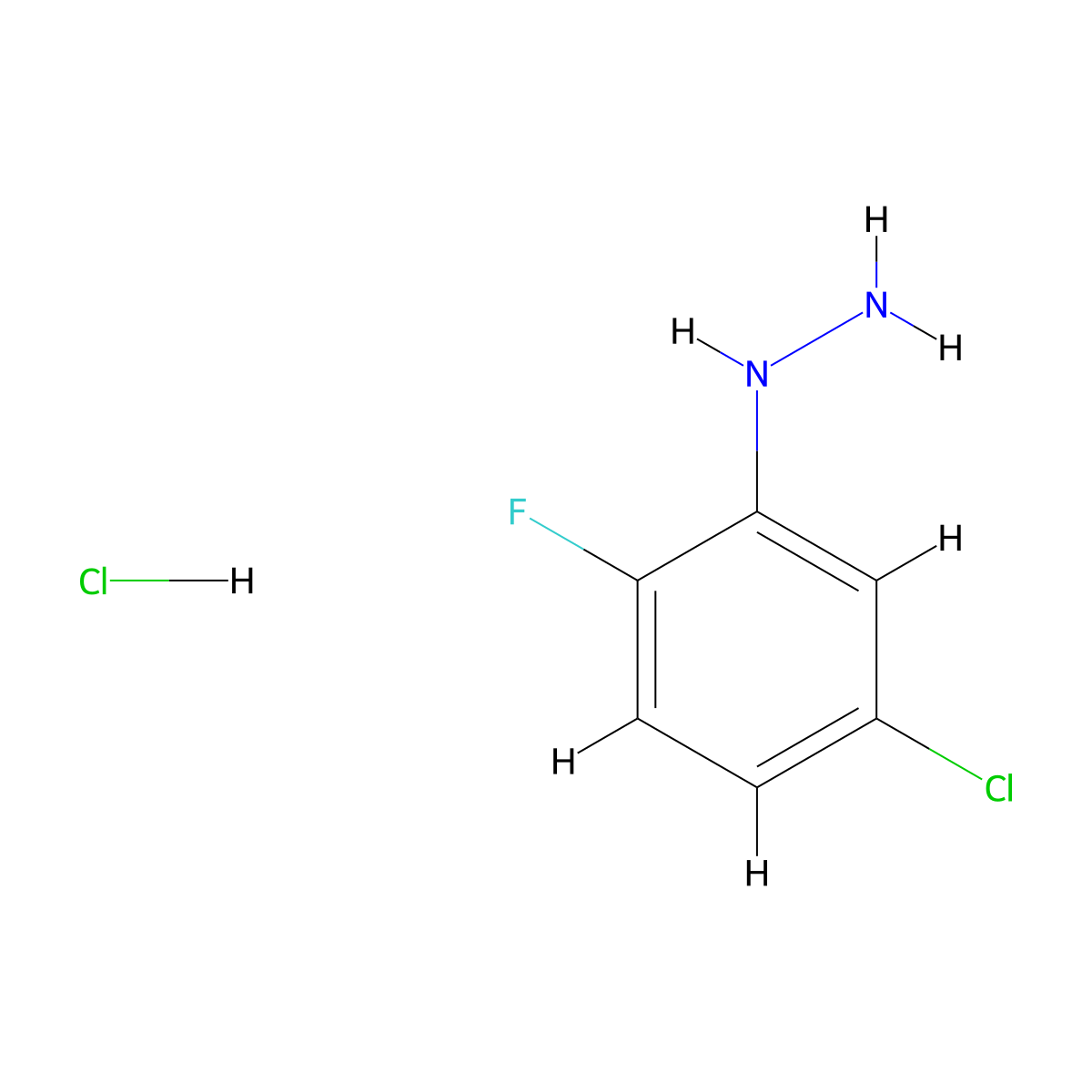 (5-Chloro-2-fluorophenyl)hydrazine hydrochloride molecular structure, CAS 529512-80-9