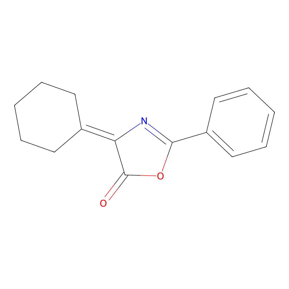 5(4H)-Oxazolone, 4-cyclohexylidene-2-phenyl- molecular structure, CAS 52956-46-4