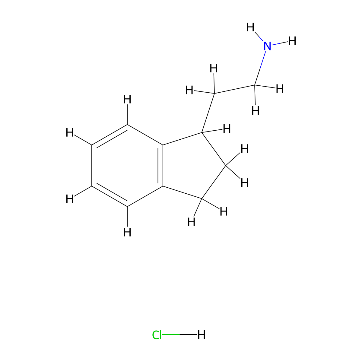 2-(2,3-dihydro-1H-inden-1-yl)ethan-1-amine hydrochloride molecular structure, CAS 52957-57-0