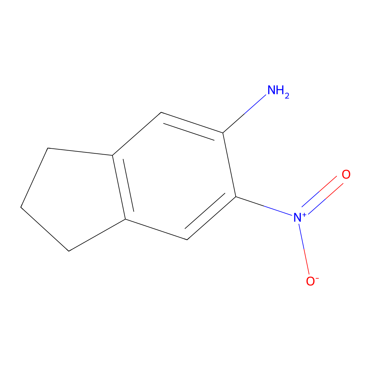 6-nitro-2,3-dihydro-1H-inden-5-amine molecular structure, CAS 52957-66-1