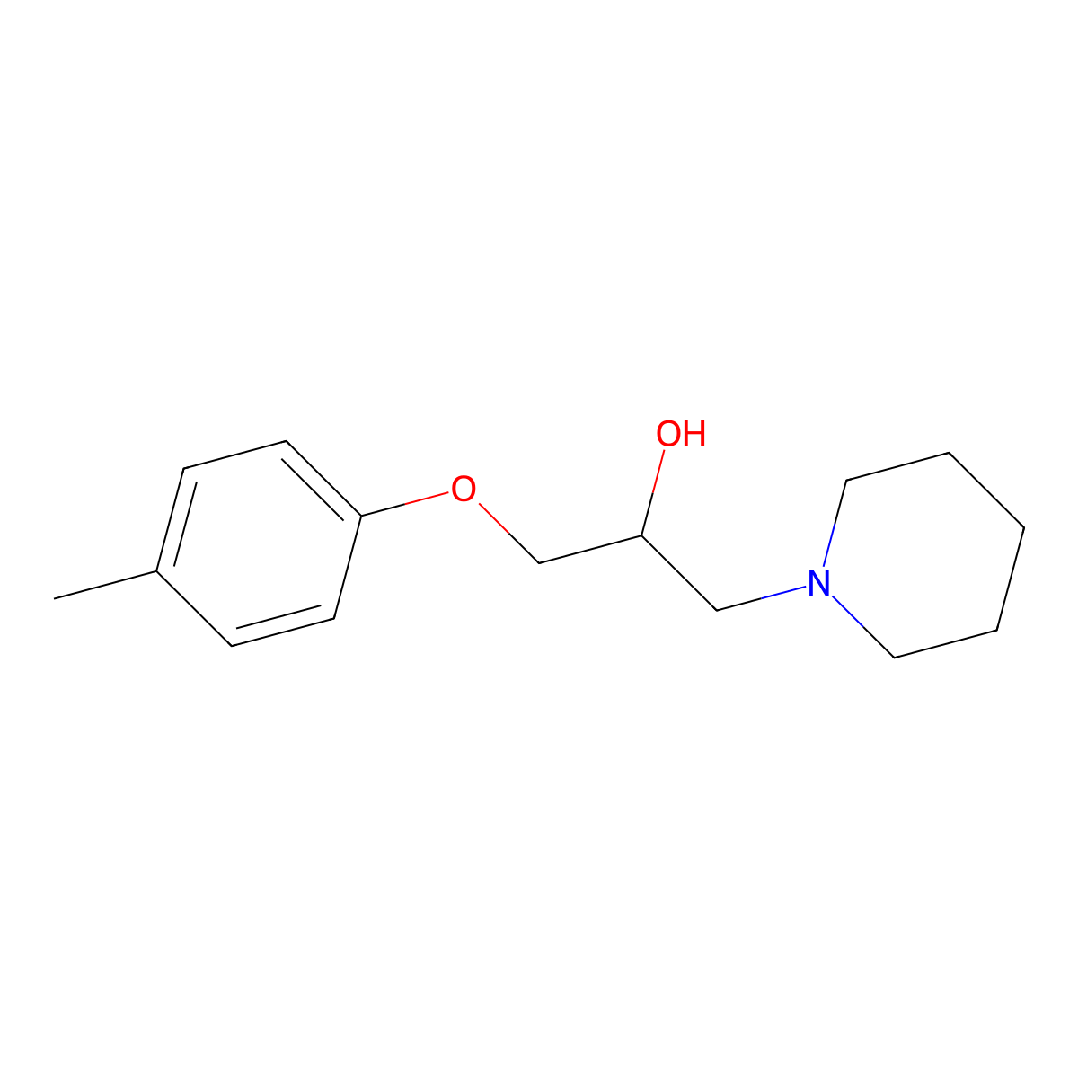 1-Piperidineethanol,a-[(4-methylphenoxy)methyl]- molecular structure, CAS 5296-17-3