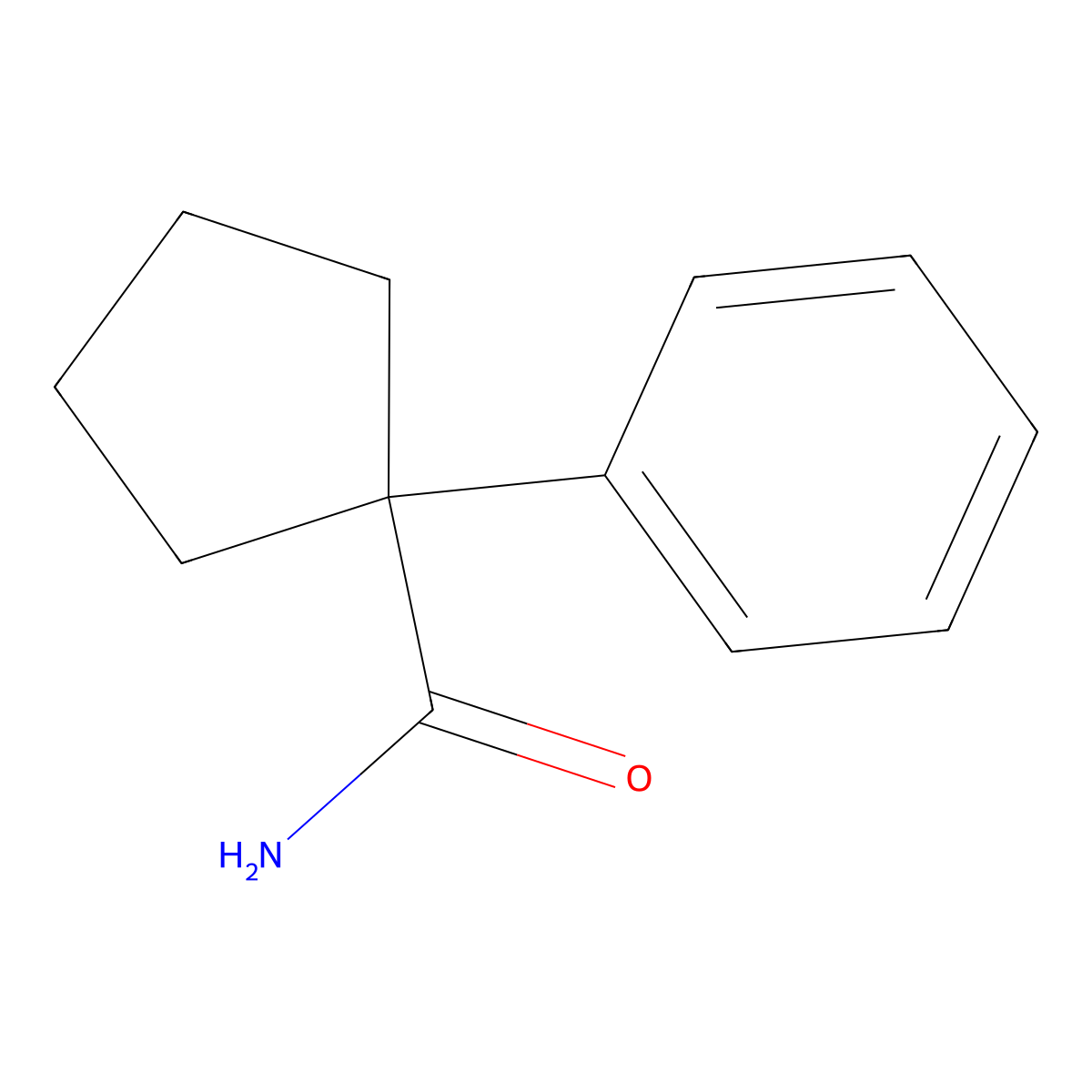1-Phenylcyclopentanecarboxamide molecular structure, CAS 5296-89-9