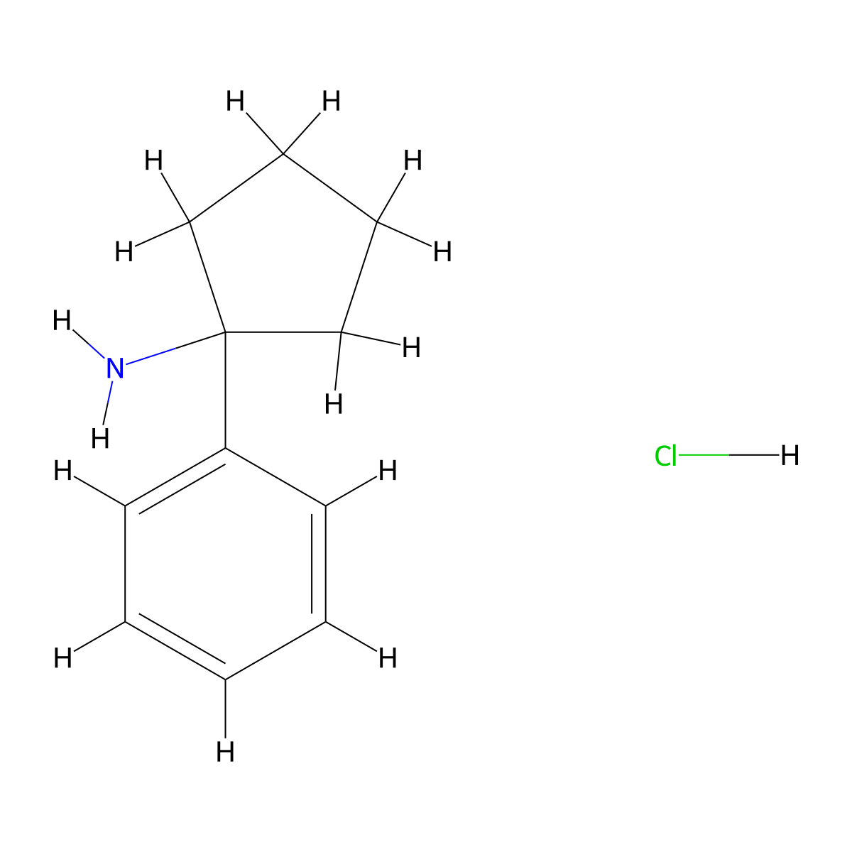 1-Phenylcyclopentan-1-amine hydrochloride molecular structure, CAS 5296-90-2