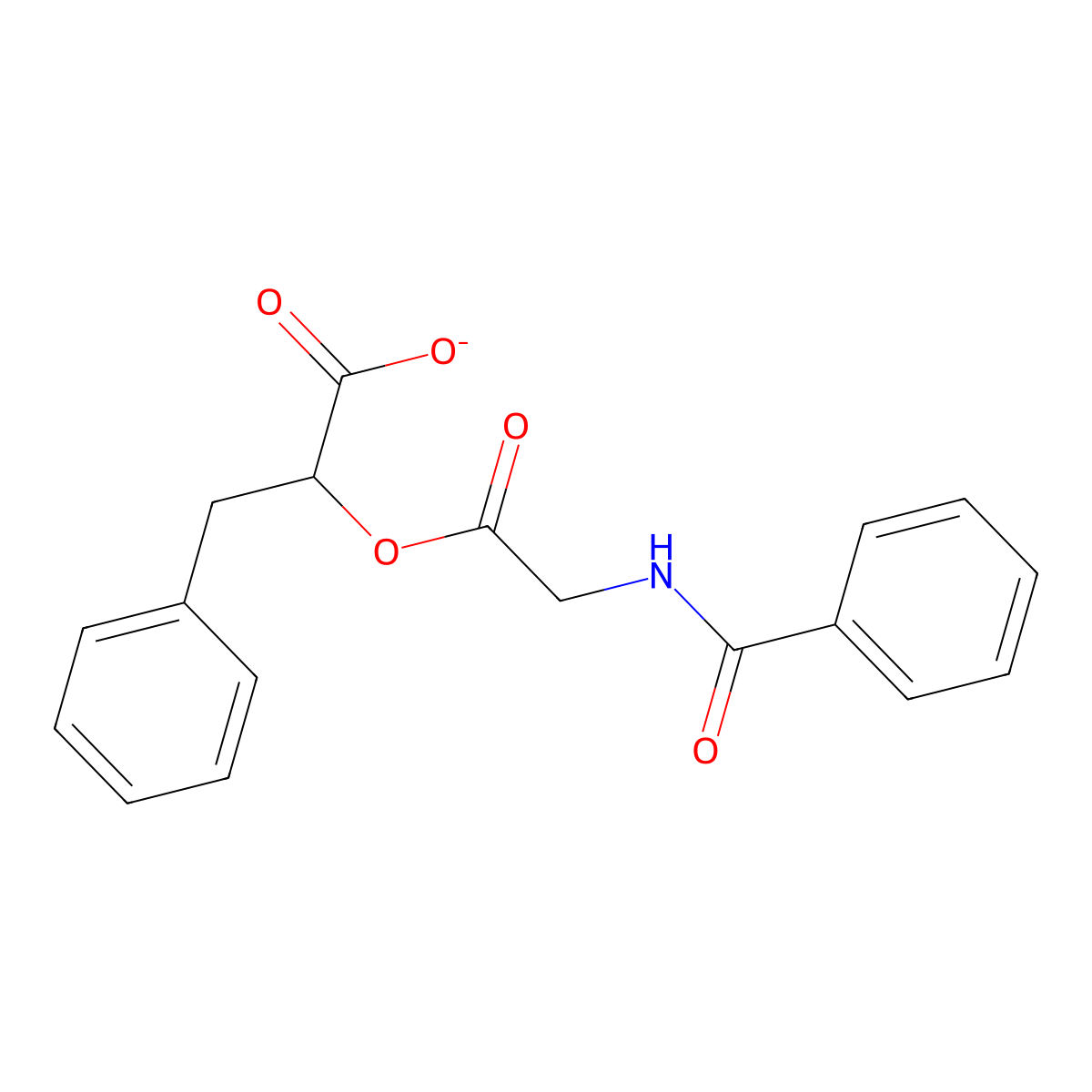 2-[(N-Benzoylglycyl)oxy]-3-phenylpropanoate molecular structure, CAS 5296-95-7