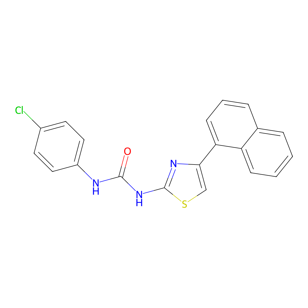 N-(4-chlorophenyl)-N'-[4-(1-naphthyl)-1,3-thiazol-2-yl]urea molecular structure, CAS 52968-07-7
