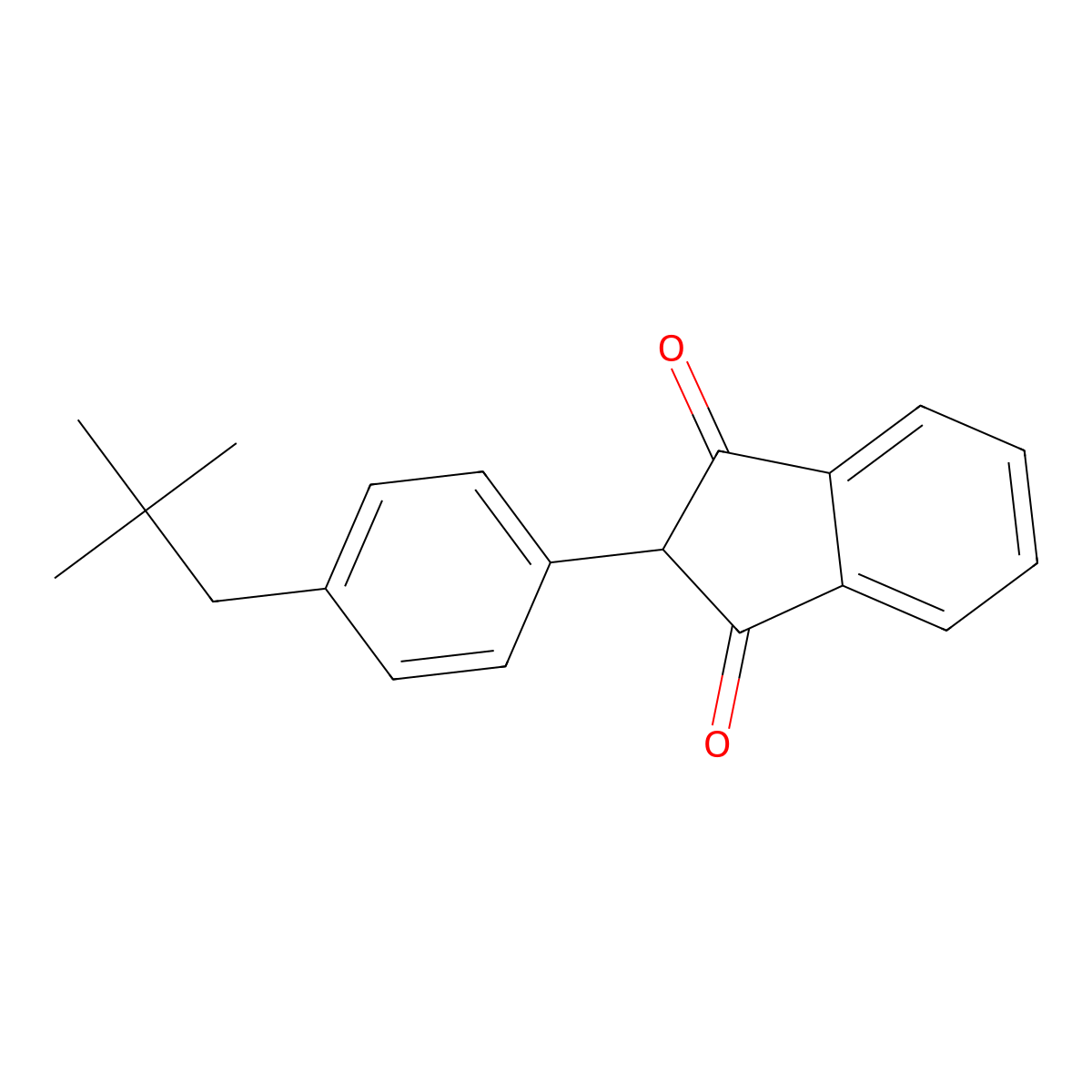 2-(4-(2,2-Dimethyl-propyl)-phenyl)-indan-1,3-dione molecular structure, CAS 52986-55-7