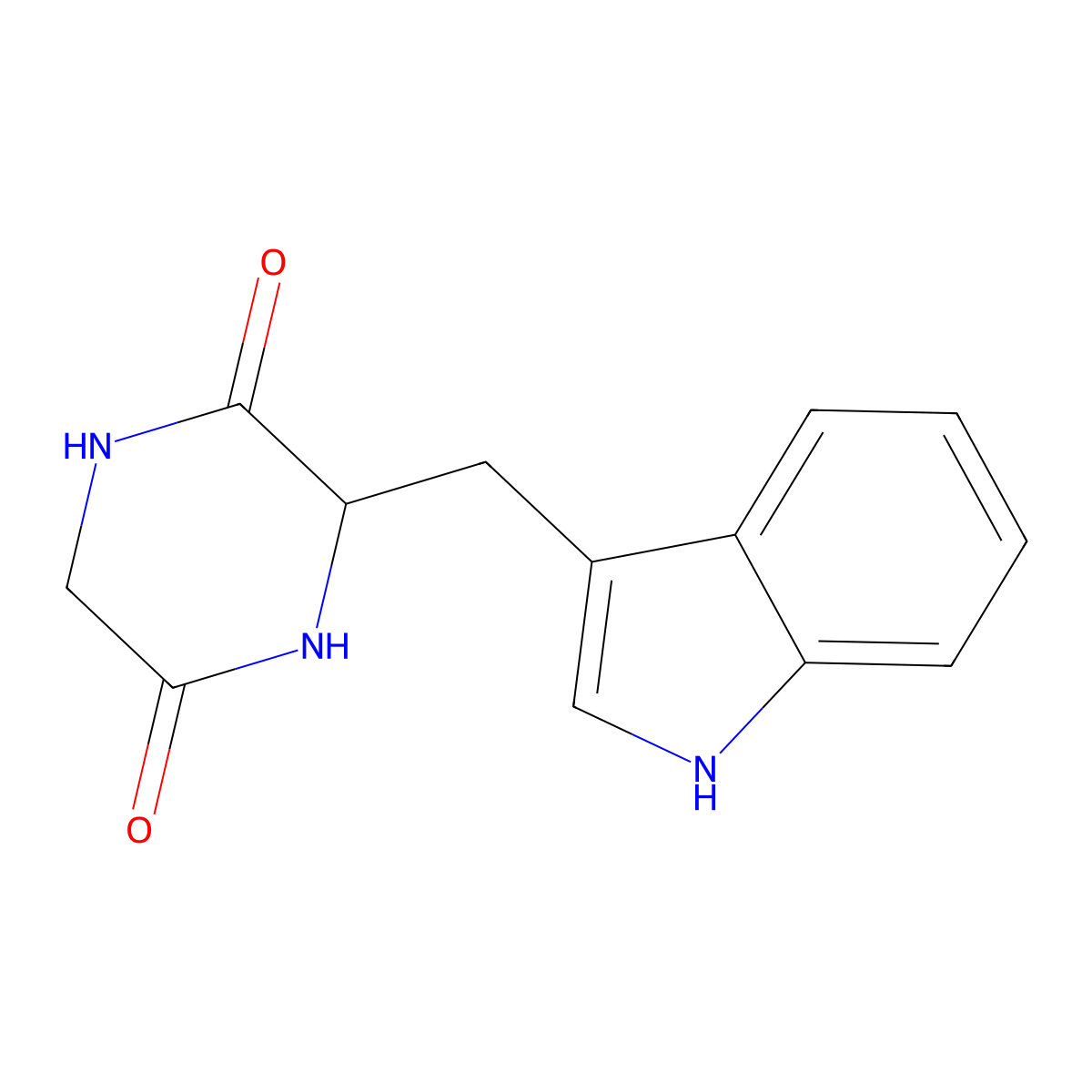 3-(1H-indol-3-ylmethyl)piperazine-2,5-dione molecular structure, CAS 52997-35-0