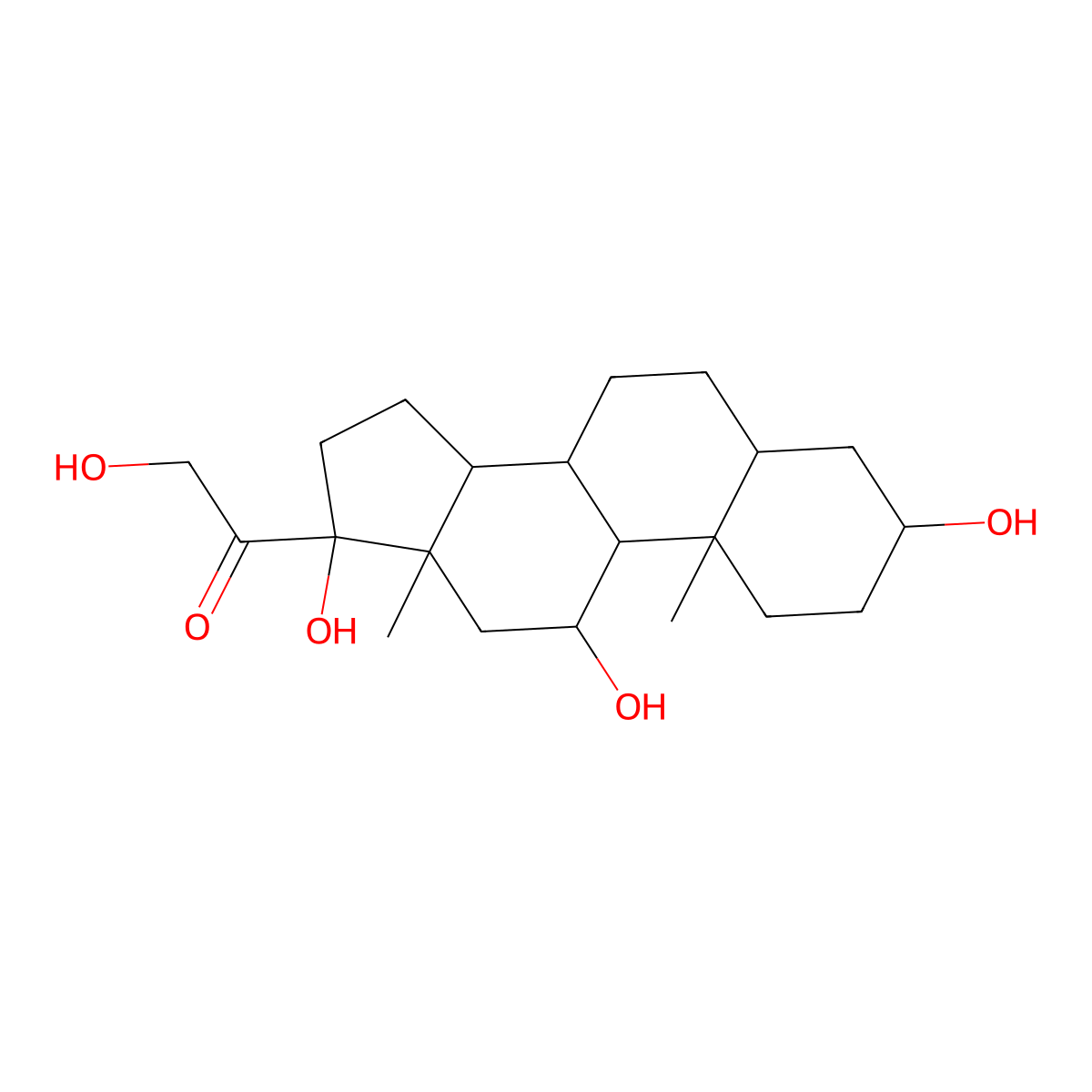 Tetrahydrocortisol molecular structure, CAS 53-02-1