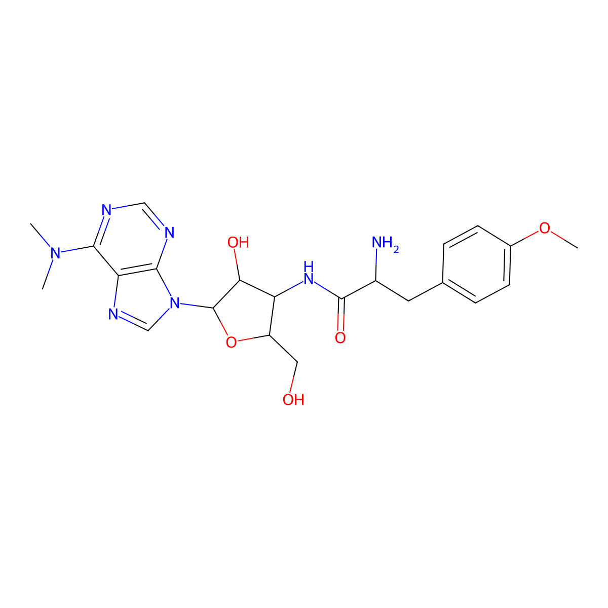 Puromycin molecular structure, CAS 53-79-2