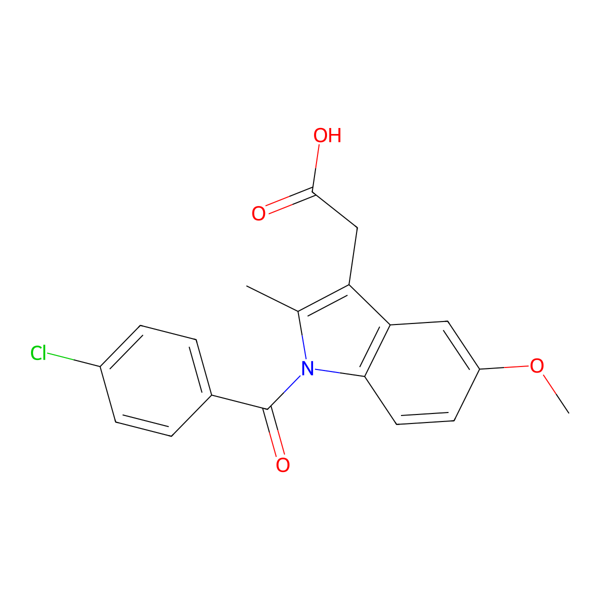 Indomethacin molecular structure, CAS 53-86-1
