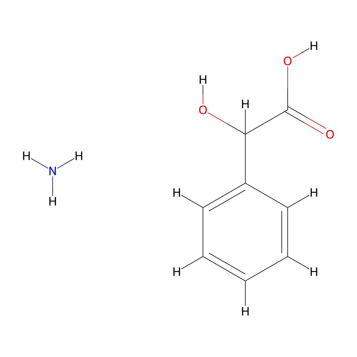 Mandelic acid, monoammonium salt molecular structure, CAS 530-31-4