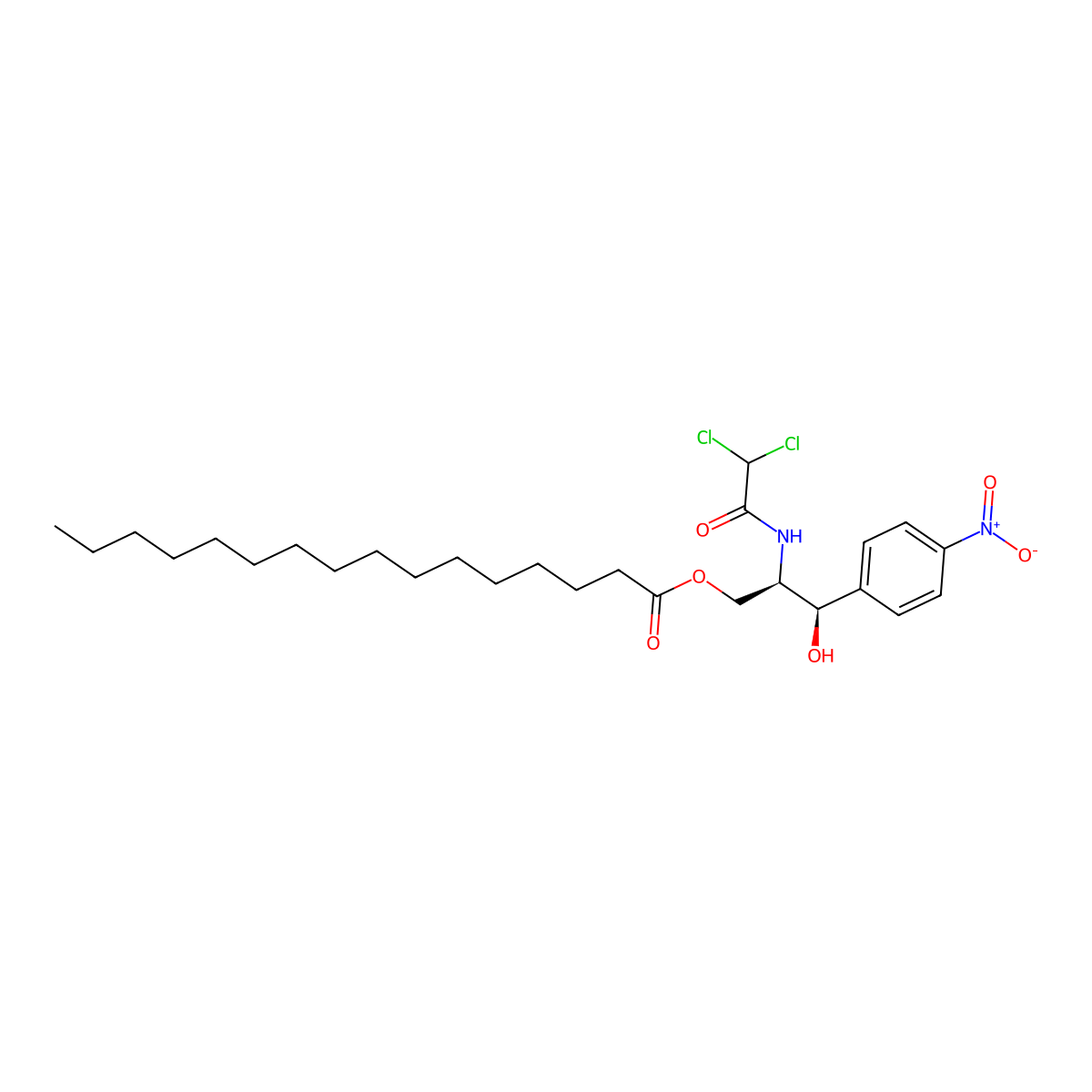Chloramphenicol Palmitate molecular structure, CAS 530-43-8