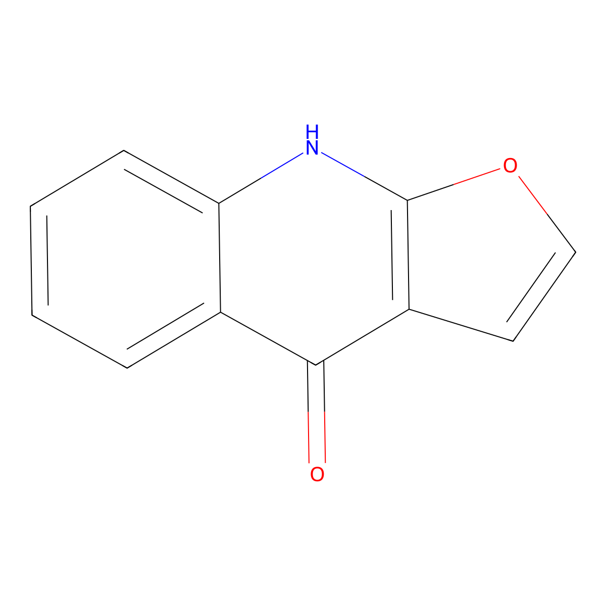 Furo(2,3-b)quinolin-4(9H)-one molecular structure, CAS 530-52-9