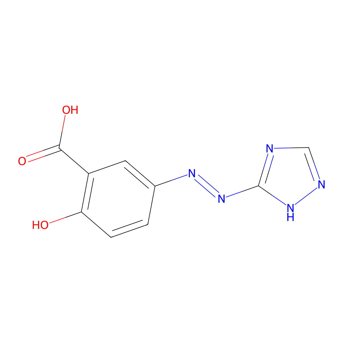 2-hydroxy-5-(4H-1,2,4-triazol-3-yldiazenyl)benzoic acid molecular structure, CAS 53003-94-4