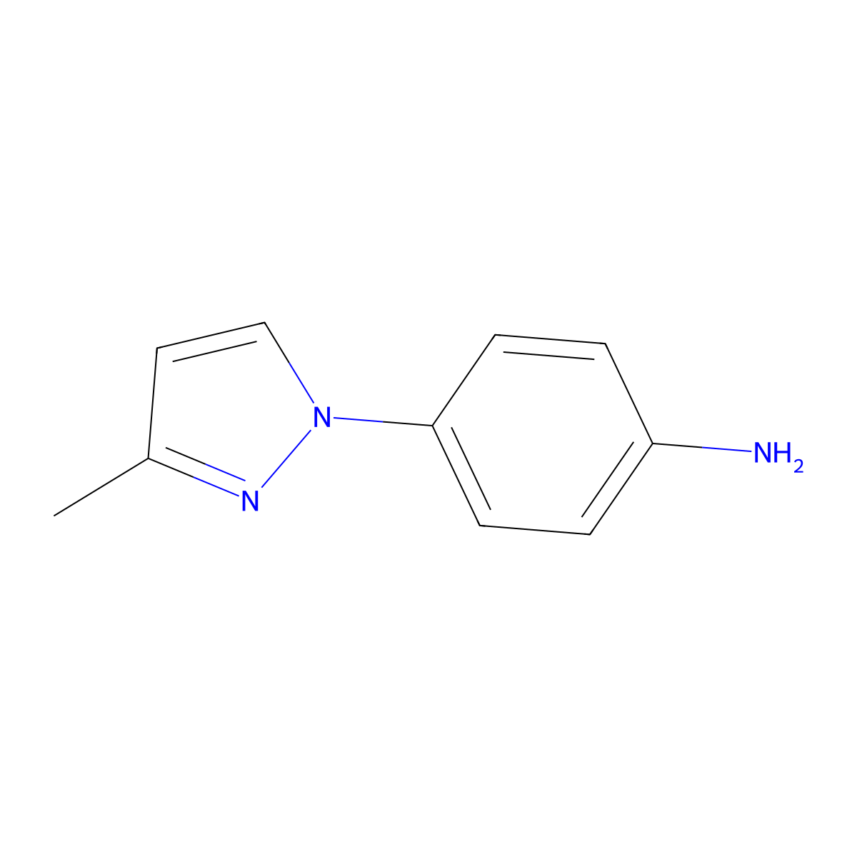 4-(3-methyl-1H-pyrazol-1-yl)aniline molecular structure, CAS 53006-55-6