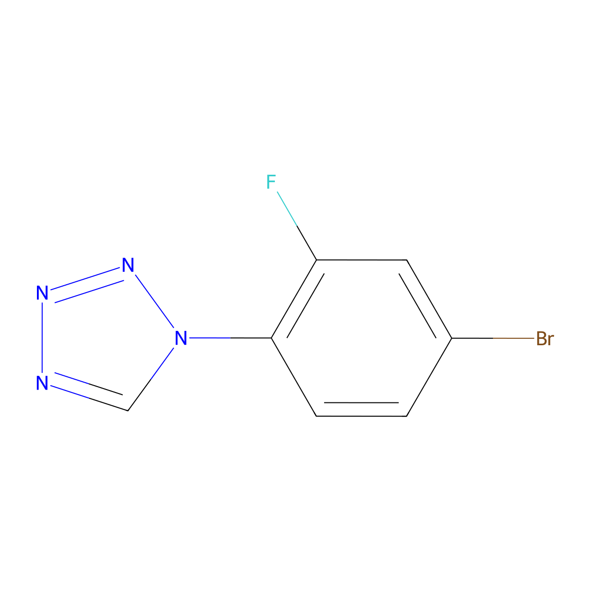 1-(4-bromo-2-fluorophenyl)-1H-1,2,3,4-tetrazole molecular structure, CAS 530080-21-8