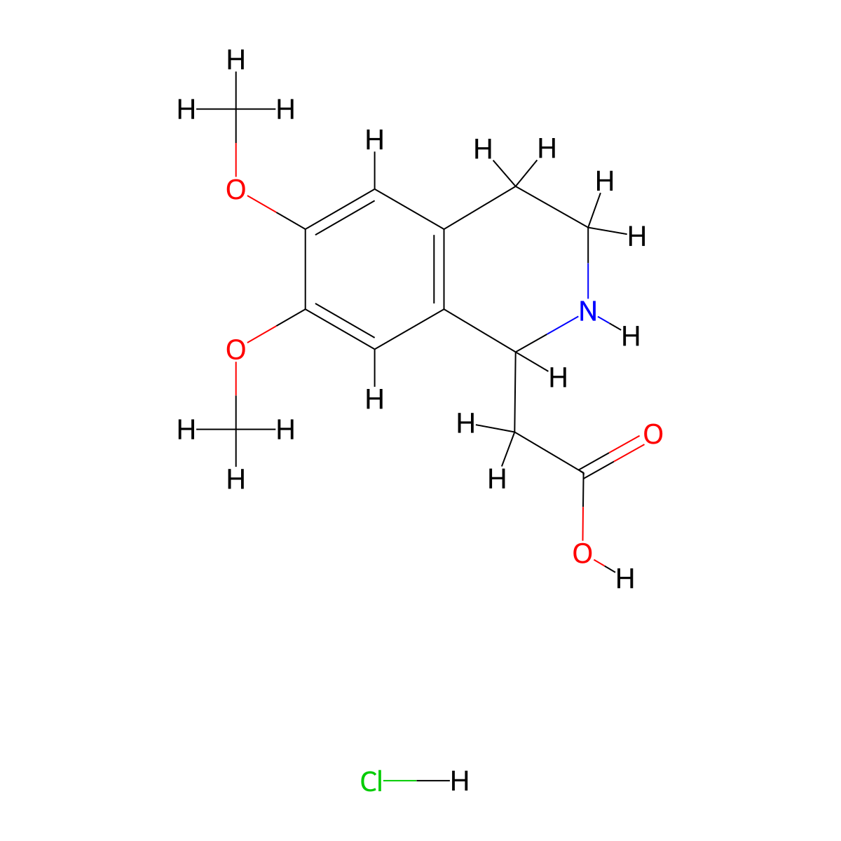 2-(6,7-Dimethoxy-1,2,3,4-tetrahydroisoquinolin-1-yl)acetic acid hydrochloride molecular structure, CAS 53009-13-5